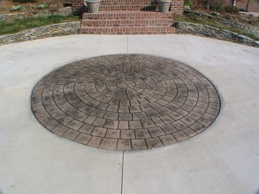 Stamped concrete radius stone pattern 9'